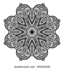 Mandala design. hand drawn beautiful ornament. Coloring page for children and adult. relax painting. vector Illustration.