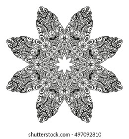 Mandala design. hand drawn beautiful ornament. Coloring page for children and adult. relax painting. vector Illustration