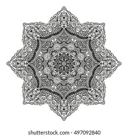 Mandala design. hand drawn beautiful ornament. Coloring page for children and adult. relax painting. vector Illustration