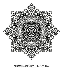 Mandala design. hand drawn beautiful ornament. Coloring page for children and adult. relax painting. vector Illustration