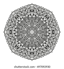  Diseño Mandala. bello adorno dibujado a mano. Página de colorear para niños y adultos. relájate en la pintura. ilustración vectorial