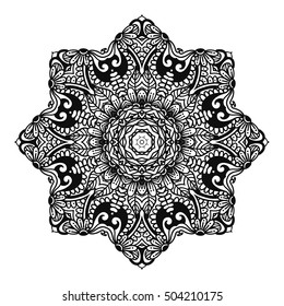 Mandala design. hand drawn beautiful ornament. Coloring page for children and adult. relax painting. vector Illustration.
