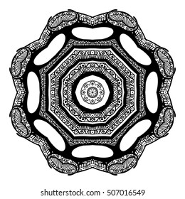 Mandala design. hand drawn beautiful ornament. Coloring page for children and adult. relax painting. vector Illustration