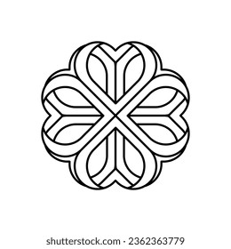 Mandala Design mit Herzstück Linie. - Vektorgrafik.