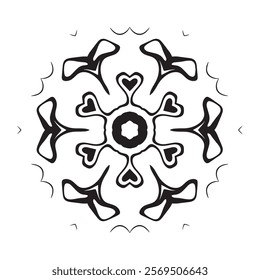 Mandala Design with Heart and Petal-Inspired Shapes - Symmetrical Radial Patterns