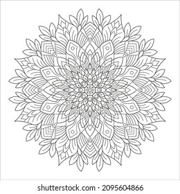 Mandala design illustration. Decorative round ornament can be used for meditation background, stress therapy and coloring page.