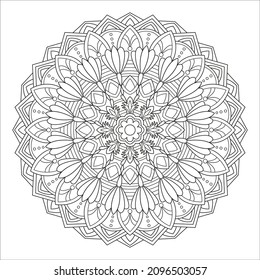 Mandala design illustration. Decorative round ornament can be used for meditation background, stress therapy and coloring page.