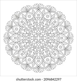 Mandala design illustration. Decorative round ornament can be used for meditation background, stress therapy and coloring page.
