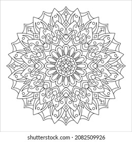 Mandala design illustration. Oriental decorative round ornament can be used for meditation background, stress therapy and coloring page.
