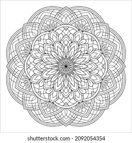 Mandala design illustration. Oriental decorative round ornament can be used for meditation background, stress therapy and coloring page.