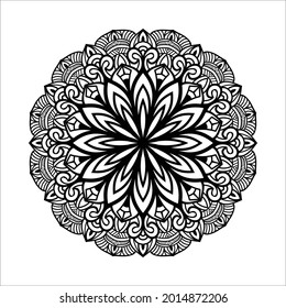 Mandala design for invitation card, book cover, coloring page with floral pattern on white background