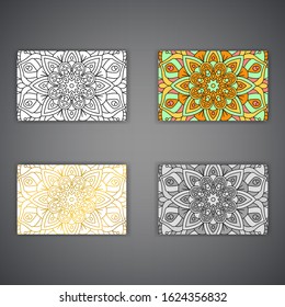 Mandala design in line, color, golden and field styles.