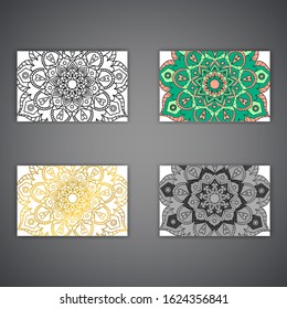 Mandala design in line, color, golden and field styles.