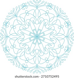Diseño de mandala hecho con color azul celeste solamente