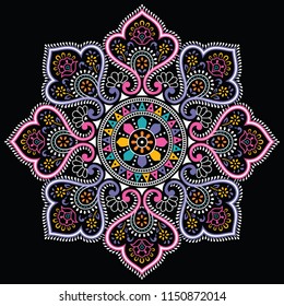 Mandala Design On Black Background