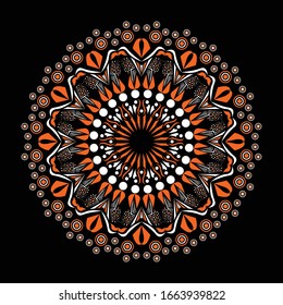 Mandala design on black background. Indian, Ottoman, Arabic, Asian, Oriental pattern design. Gorgeous & luxury ornamental backdrop. Wedding invitation card in new look. 
