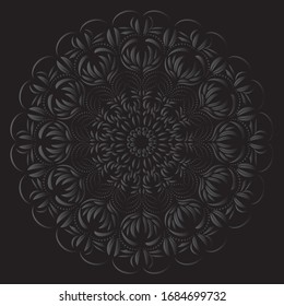 Diseño de Mandala sobre fondo negro para invitación