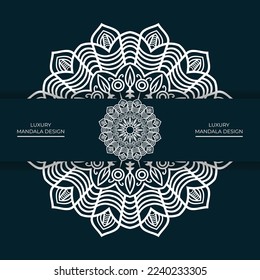 Mandala design on dark blue background