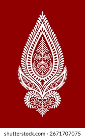 Diseño de mandala sobre fondo rojo. Diseño del tatuaje de Mehndi.