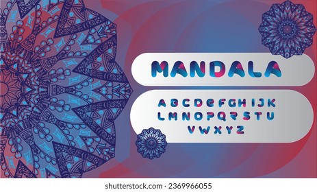 Mandala design on slide presentation completed with fonts