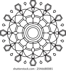 Mandala design outline para colorir página do livro. Vetor Mandala Oriental. Mandala Colorir livro ilustração vetor de arte de linha. Padrão de mandala abstrato vetorial. Livro desenhado à mão doodle mandalas colorir.