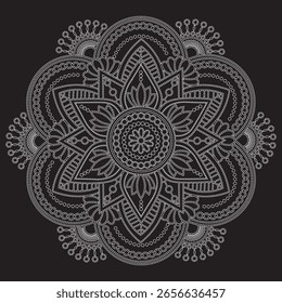 Diseño de mandala: ilustración de arte con patrones para Fondo de pantalla, decoración, textil y fondo colorido