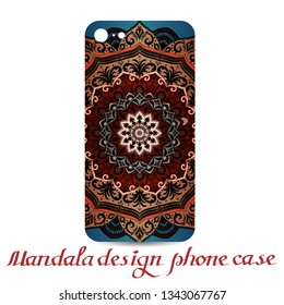 Mandala design phone case. Phone cases are decorated by mandala. Vintage decorative elements. Ornamental doodle background.