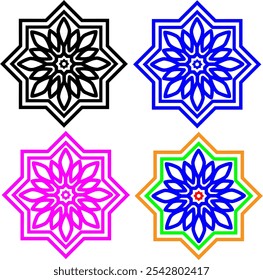 Mandala Design, Imagen PNG. Elegante Silueta de la Flor Línea de Arte. Diseño de Contorno de Flor Minimalista. Ilustración floral botánica en blanco y negro. Simple Floral Line Art para la decoración.