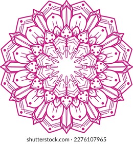 The mandala design is purple, it can be for fashion, merchandise and is good for tattoos. 