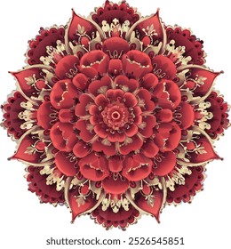 A mandala design of a red rose.