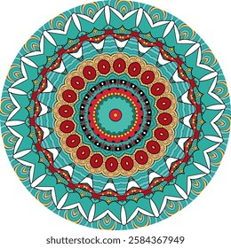 Mandala Design with Repeating Geometric and Organic Shapes