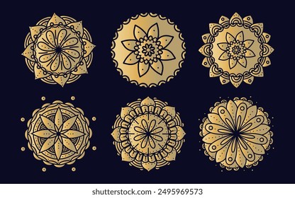 Mandala design set with gold gradient color
