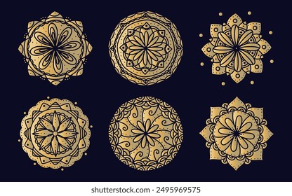 Mandala design set with gold gradient color
