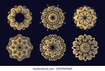 Mandala design set with gold gradient color