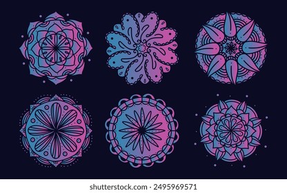 Mandala design set with vibrant gradient color