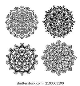 Mandala design setfor coloring page, vector background isolate on white background