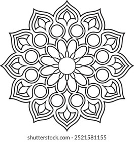 A mandala design silhouette vector style with a white background