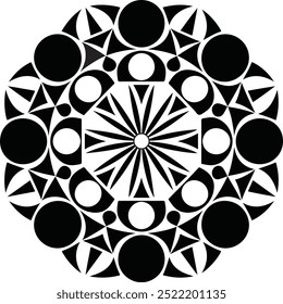 Estilo del Vector de la silueta del diseño del mandala con el fondo blanco