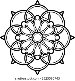 Mandala design silhouette vector style with white background