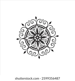 Mandala design silhouette in white background