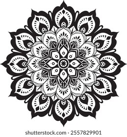 Mandala Design. Simple mandala design for coloring. Vector floral mandala. Geometric ornamental mandalas. Mandala flower art coloring pages.