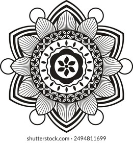 Mandala design simple pattern black and white 