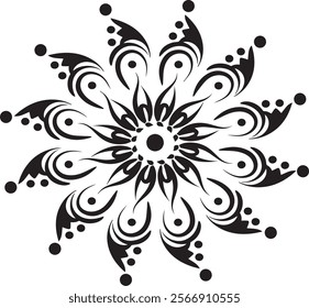 A mandala design is symmetrical, intricate, colorful, spiritual, and harmonious.