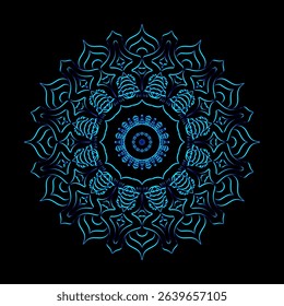 Mandala design with symmetrical patterns and abstract geometric shapes. Suitable for digital decoration, design elements and artistic backgrounds.