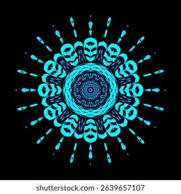 Mandala design with symmetrical patterns and abstract geometric shapes. Suitable for digital decoration, design elements and artistic backgrounds.