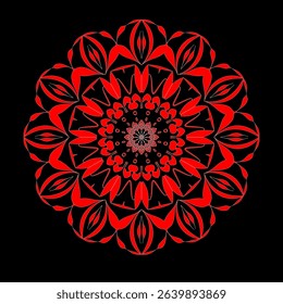 Mandala design with symmetrical patterns and abstract geometric shapes. Suitable for digital decoration, design elements and artistic backgrounds.