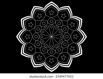 mandala design for tattoo logo icon web graphic isolated on black background. vector illustratiom