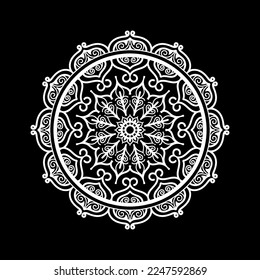 Plantilla de diseño de Mandala con fondo negro