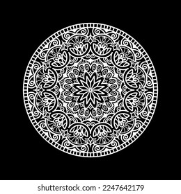 Mandala design template with black background