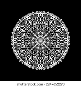 Mandala design template with black background